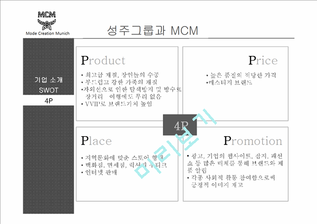 매스티지 브랜드 MCM의 마케팅 전략   (7 )
